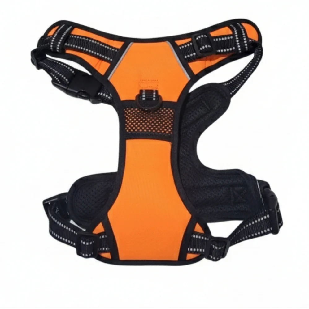 PhoePet Orange Reflective No Pull Dog Harness w/ Handle Size Large EUC